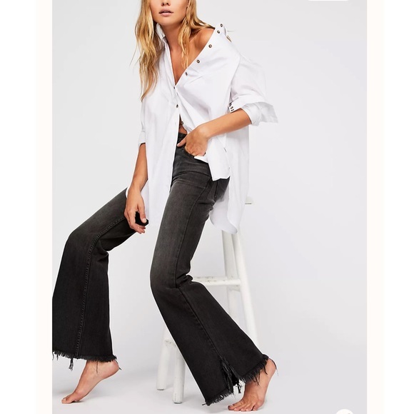 Free people Vintage wide leg frayed hem jeans 27 - Picture 1 of 6